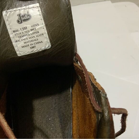 Justins style 0991  Size 13M Leather Ankle Boots Booties Brown - Picture 15 of 16